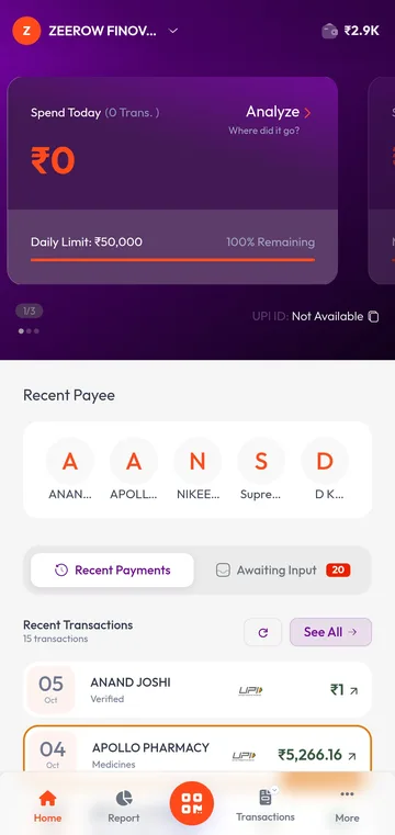zeerow mobile app home